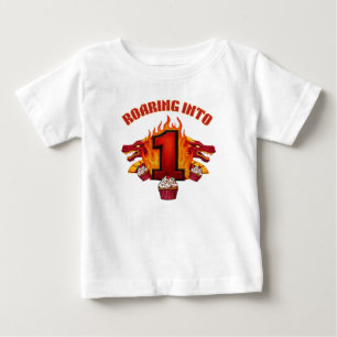 Bebé Camiseta de cumpleaños 1 dragón rugiente