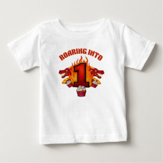 Bebé Camiseta de cumpleaños 1 dragón rugiente