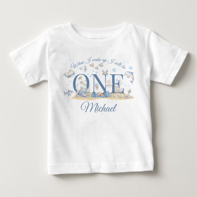 Bebé Camiseta de cumpleaños 1er año Under the Sea Boy C (Anverso)
