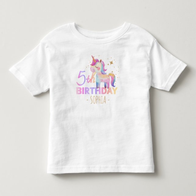 Bebé Camiseta de cumpleaños 5 de Pastel Unicorn (Anverso)