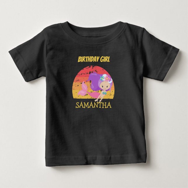 Bebé Camiseta de cumpleaños Amarillo Atardecer Sirena (Anverso)
