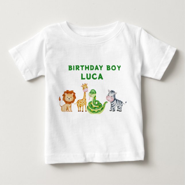Bebé Camiseta de cumpleaños Animal Safari (Anverso)