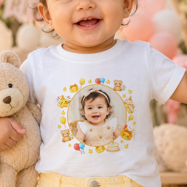 Bebé Camiseta de cumpleaños con tema amarillo de foto p (Subido por el creador)