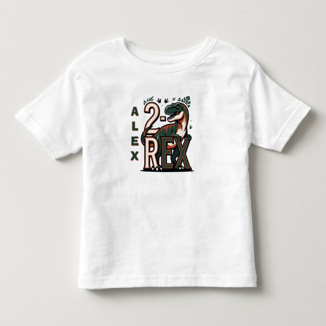 Bebé Camiseta de cumpleaños de 2 Rex Dinosaurio (Anverso)