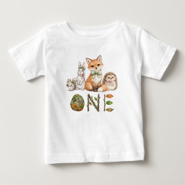Bebé Camiseta de cumpleaños de animales del bosque para (Anverso)
