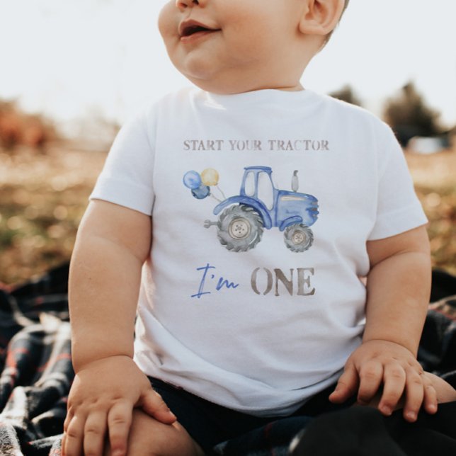 Bebé Camiseta de cumpleaños de Blue Tractor (Subido por el creador)