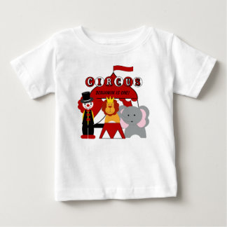 Bebé Camiseta de cumpleaños de Circo Blanco y Rojo pers