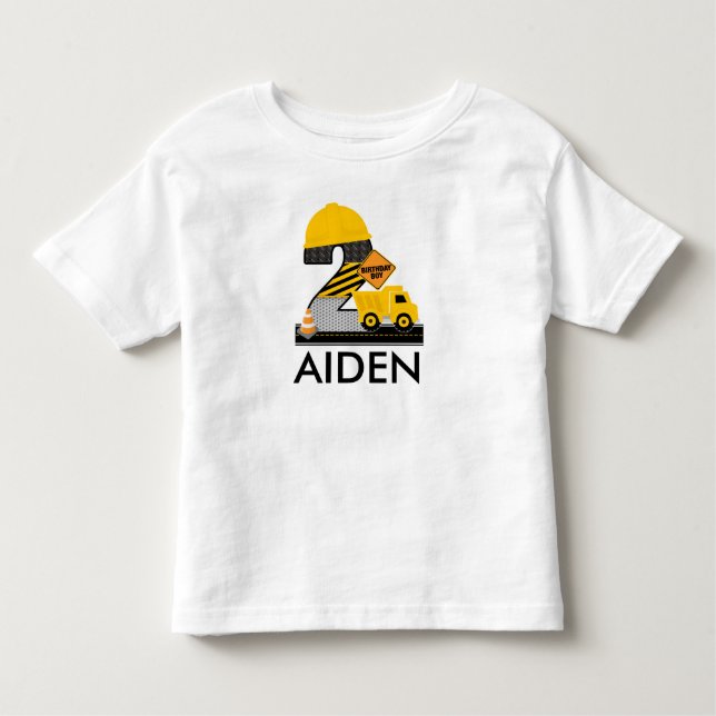 Bebé Camiseta de cumpleaños de construcción, camión vol (Anverso)