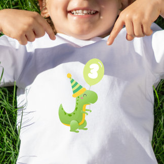 Bebé Camiseta de cumpleaños de Dino para tres años