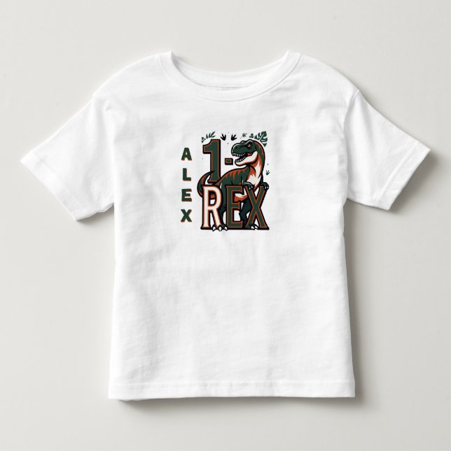 Bebé Camiseta de cumpleaños de dinosaurio 1 Rex (Anverso)