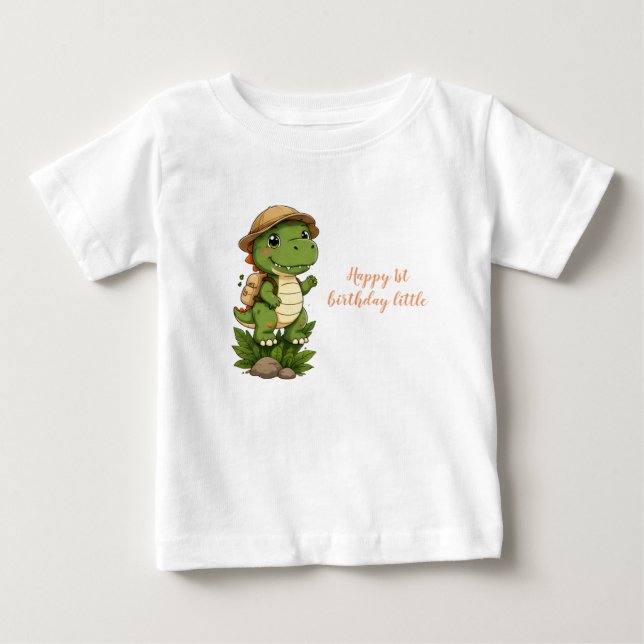 Bebé Camiseta de cumpleaños de dinosaurio adorable para (Anverso)