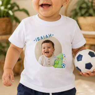 Bebé Camiseta de cumpleaños de dinosaurio con nombre de
