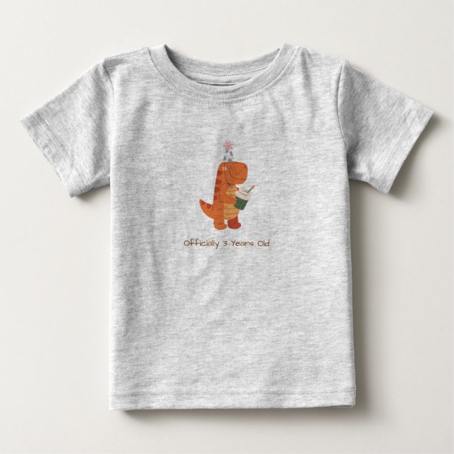 Bebé Camiseta de cumpleaños de dinosaurios para niños o (Anverso)