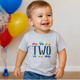 Bebé Camiseta de cumpleaños de dos años con transporte