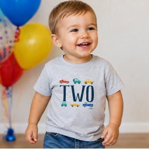 Bebé Camiseta de cumpleaños de dos años con transporte