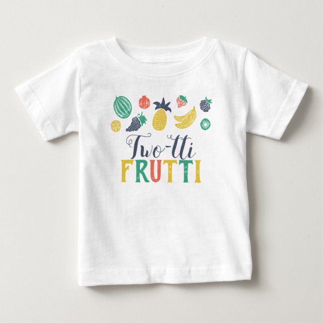Bebé Camiseta de cumpleaños de dos años de Tutti Fruiti (Anverso)