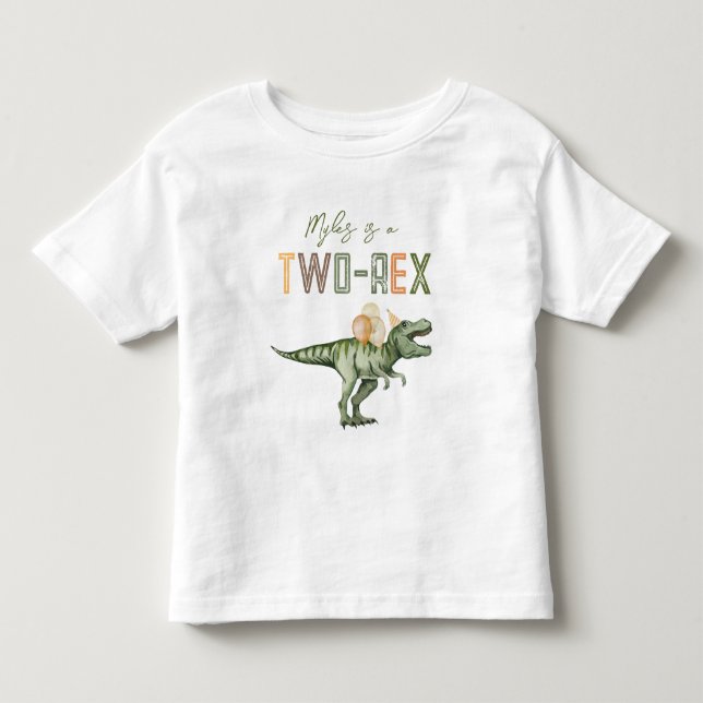 Bebé Camiseta de cumpleaños de dos T-Rex (Anverso)