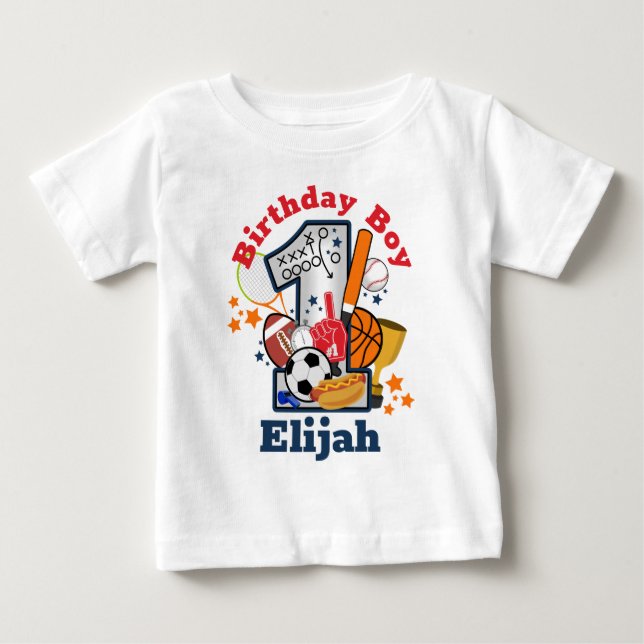 Bebé Camiseta de cumpleaños de estrella de deportes par (Anverso)