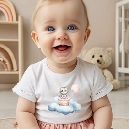Bebé Camiseta de cumpleaños de gatito adorable en acuar