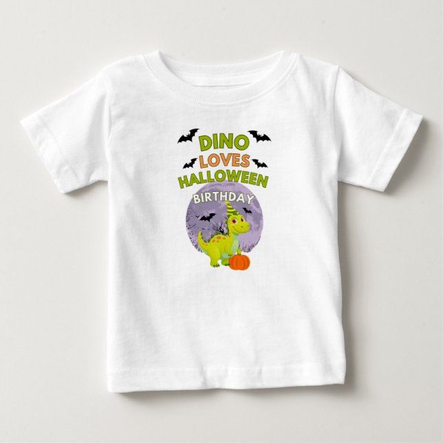 Bebé Camiseta de cumpleaños de Halloween de Dino lindo (Anverso)