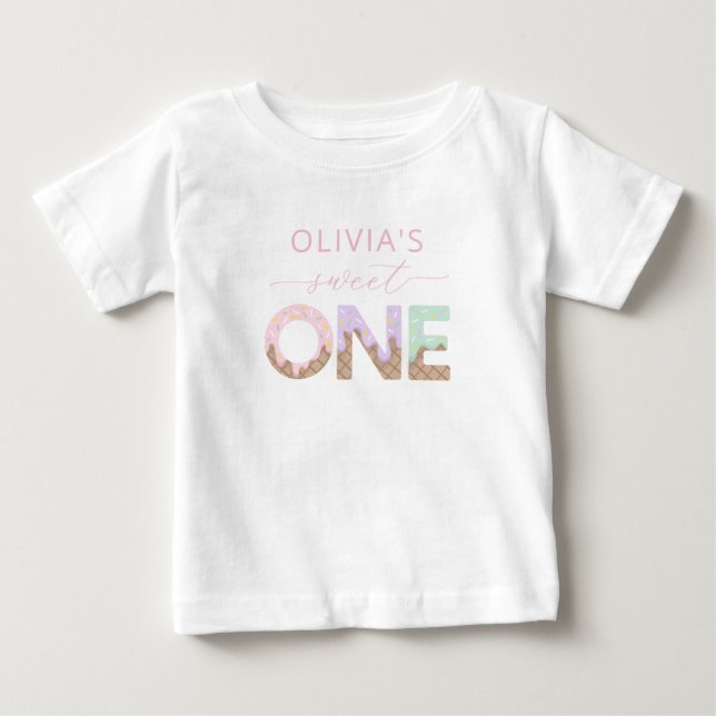 Bebé Camiseta de Cumpleaños de Helado Sweet One (Anverso)