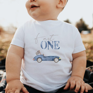 Bebé Camiseta de cumpleaños de la Marina Blue Race Car