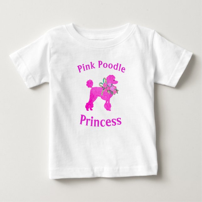Bebé Camiseta de cumpleaños de la princesa caniche rosa (Anverso)