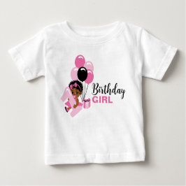 Bebé Camiseta de cumpleaños de niña negra con globos
