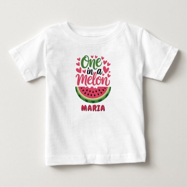 Bebé Camiseta de cumpleaños de niña 'One in a Melon' |  (Anverso)