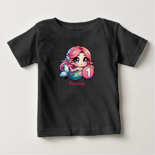 Bebé Camiseta de cumpleaños de niña sirena