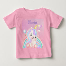Bebé Camiseta de cumpleaños de niña unicornio – Nombre 