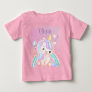 Bebé Camiseta de Cumpleaños de Niña Unicornio – Nombre 