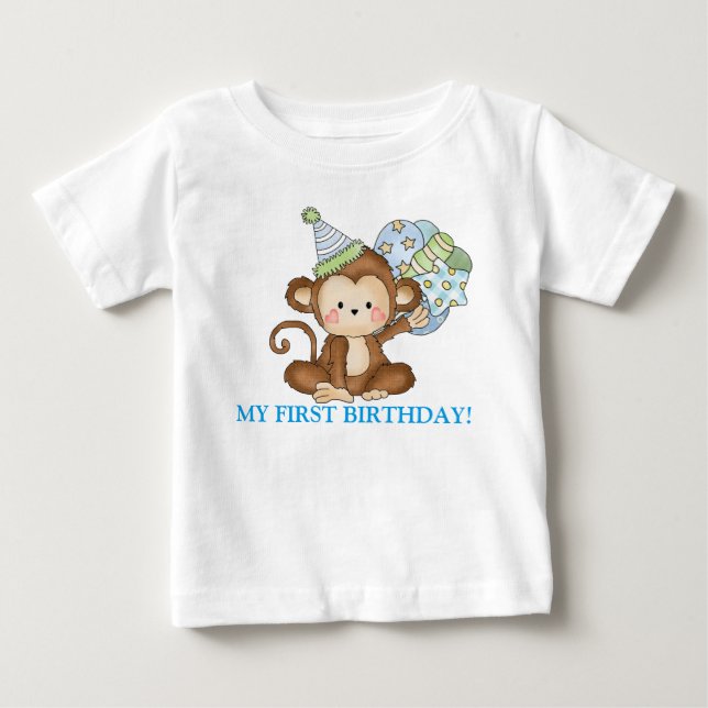 Bebé Camiseta de cumpleaños de niño mono (Anverso)