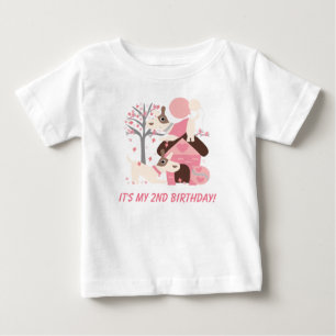 Bebé Camiseta de cumpleaños de perro con cachorro rosad