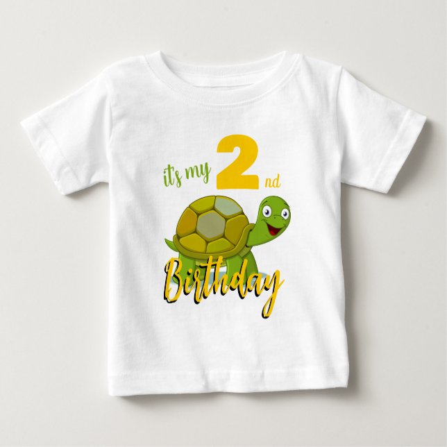 Bebé Camiseta de cumpleaños de personalizado Turtle (Anverso)