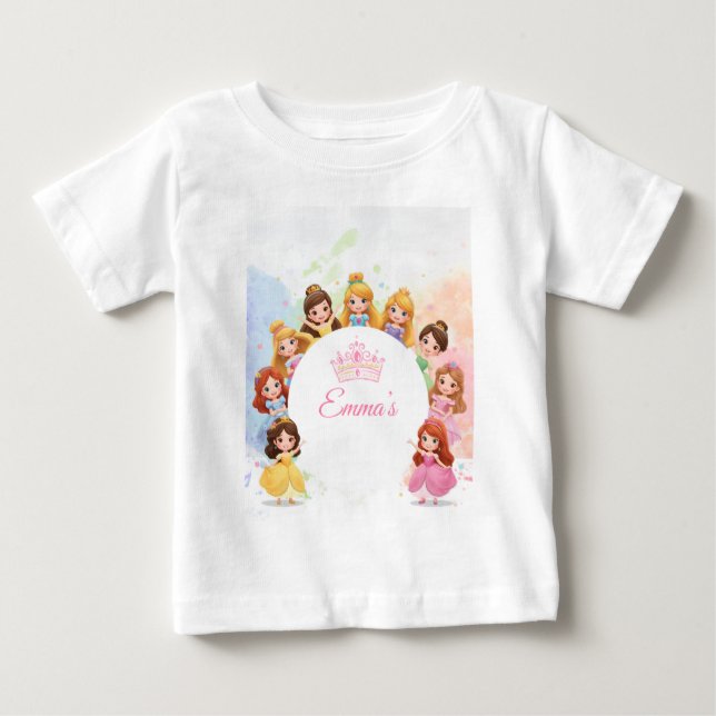 Bebé Camiseta de cumpleaños de princesa personalizable  (Anverso)