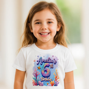 Bebé Camiseta de Cumpleaños de Sirena – Nombre y Edad P