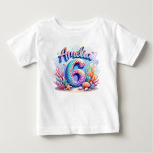 Bebé Camiseta de cumpleaños de sirena – Nombre y edad p