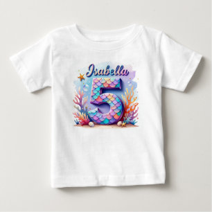 Bebé Camiseta de Cumpleaños de Sirena – Nombre y Edad P