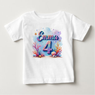Bebé Camiseta de cumpleaños de sirena: nombre y edad pe
