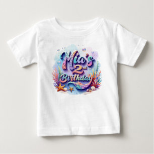 Bebé Camiseta de cumpleaños de sirena: nombre y edad pe