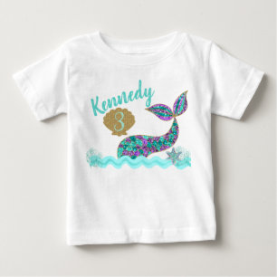 Bebé Camiseta de cumpleaños de sirena, personalizado