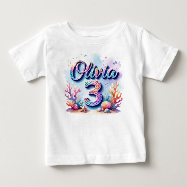 Bebé Camiseta de cumpleaños de sirvienta - Nombre y eda (Anverso)