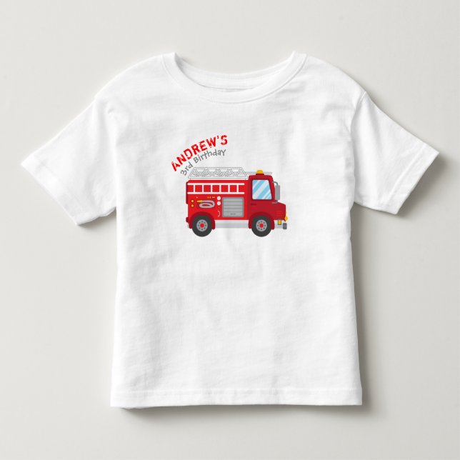 Bebé Camiseta de cumpleaños de un camión de bomberos (Anverso)