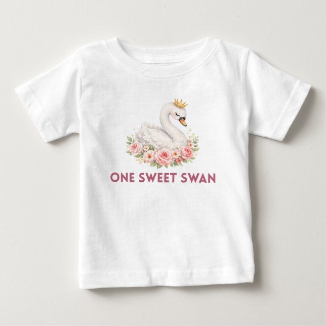 Bebé Camiseta de cumpleaños de un cisne dulce (Anverso)