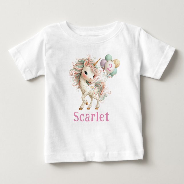 Bebé Camiseta de cumpleaños de unicornio hermoso con gl (Anverso)
