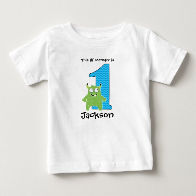 Bebé Camiseta de cumpleaños del pequeño monstruo (Anverso)