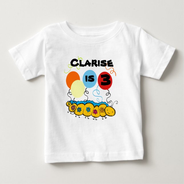 Bebé Camiseta de cumpleaños del Personalizable Caterpil (Anverso)