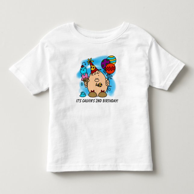Bebé Camiseta de cumpleaños del personalizable Eggbert (Anverso)