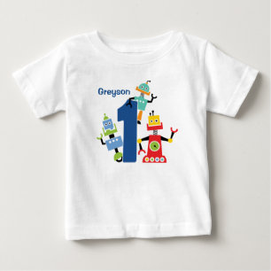 Bebé Camiseta de cumpleaños del robot lindo robots